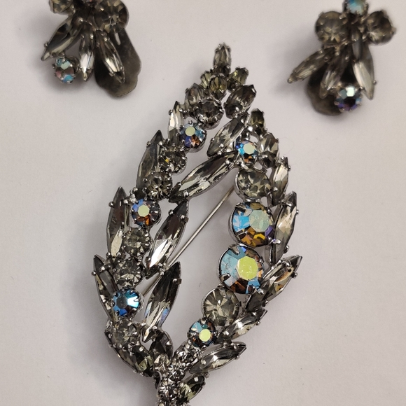 Dazzling Smoky Topaz Crystal Brooch and Earrings Juliana Style - Picture 15 of 15